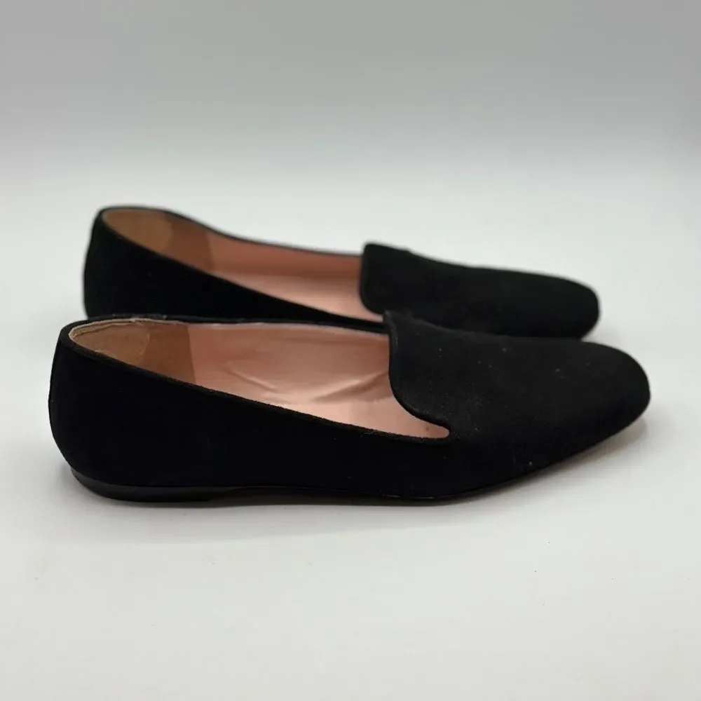 J. Crew Women's Black Suede Smoking Loafers Size 7